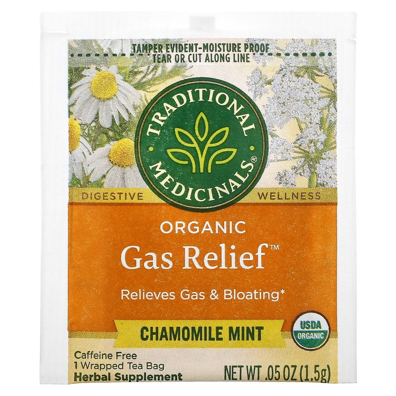 Organic Gas Relief, Chamomile Mint, Caffeine Free, 16 Wrapped Tea Bags, 0.85 oz gallery