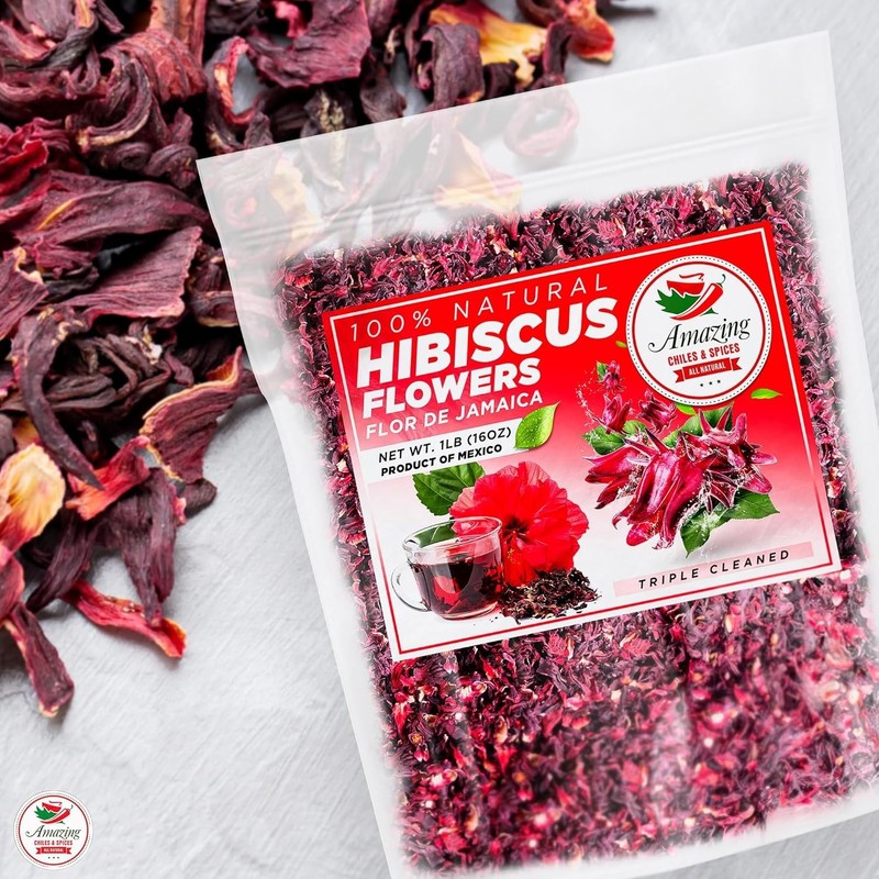 Hibiscus Flowers 2lb (32oz) – All Natural, Triple Cleaned - Whole Soft Flower... gallery