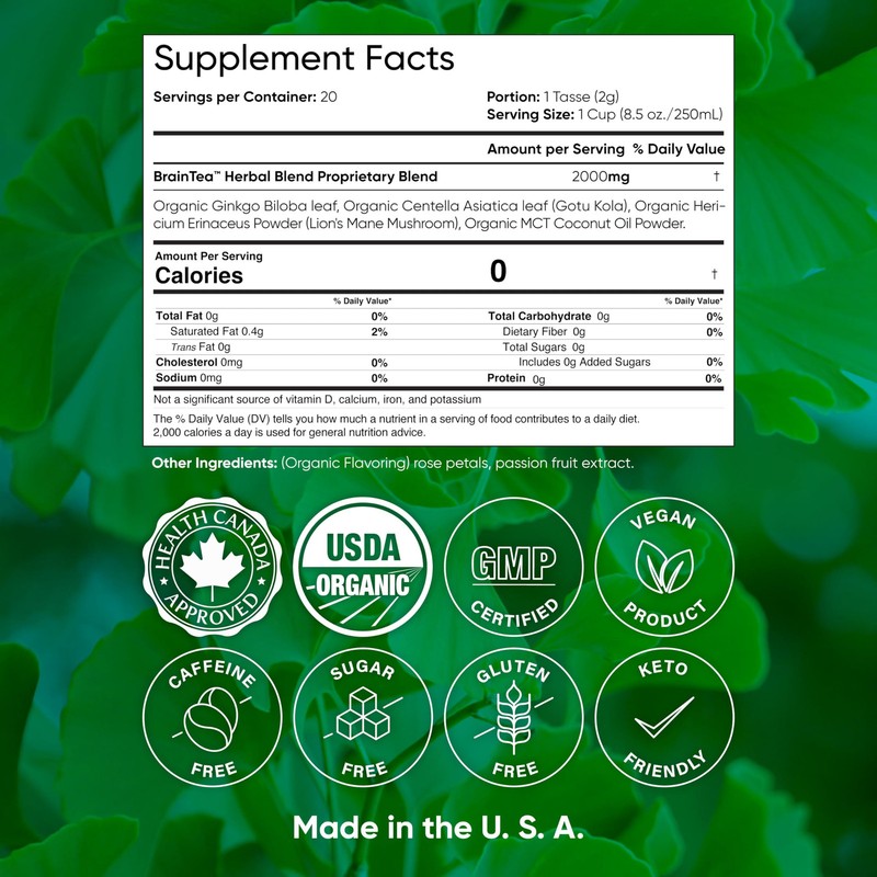 Focus & Memory - Organic Memory Tea Brain Booster, Ginkgo Biloba Tea, Gotu Ko... gallery