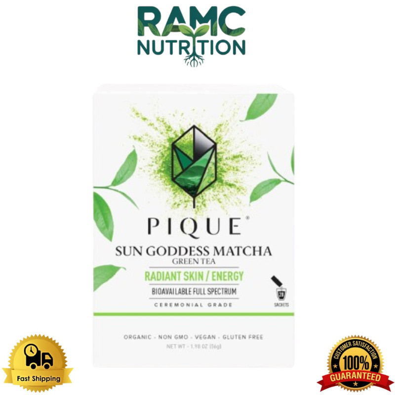 Pique Organic Sun Goddess Matcha Green Tea Powder – 28 Single Sticks