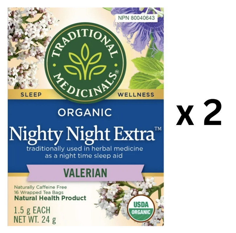 Traditional Medicinals Nighty Night Extra, 16 Wrapped Tea Bags – Pack of 2