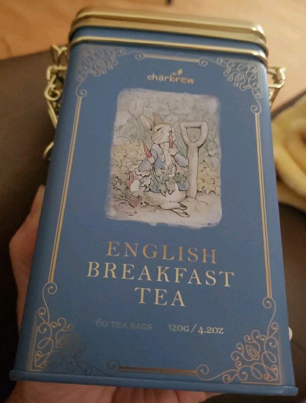 Charbrew ENGLISH BREAKFAST Tea Peter Rabbit Tin 60 Tea Bags Exp. 12/2027