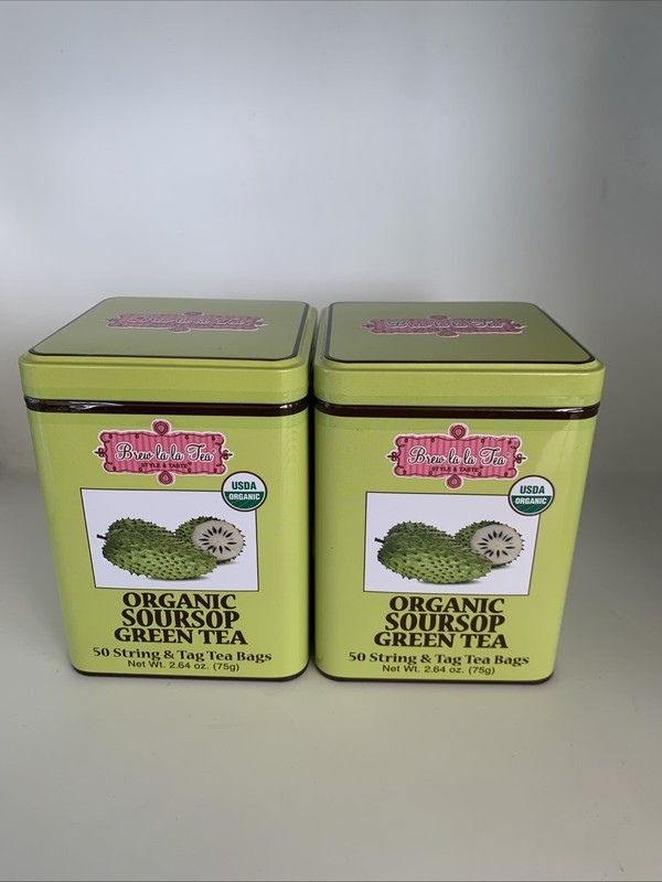 Lot Of 2 Brew LA LA Tea Organic Soursop Green Tea 100 Bags