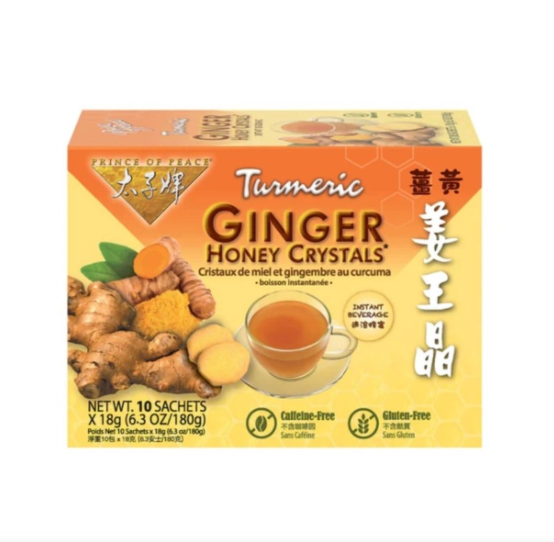 Turmeric Ginger Tea Instant Ginger Honey Crystals, 10 Sachets -Prince of Peace