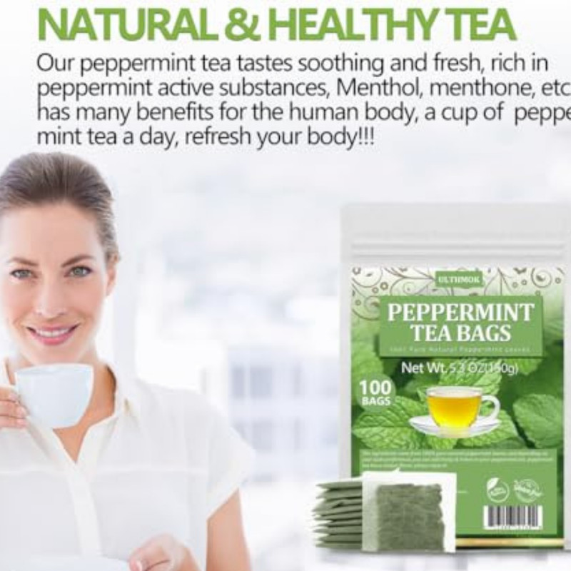 Peppermint Tea Bags, 100 Natural, Caffeine Free - 100 Bags Free Shipping gallery