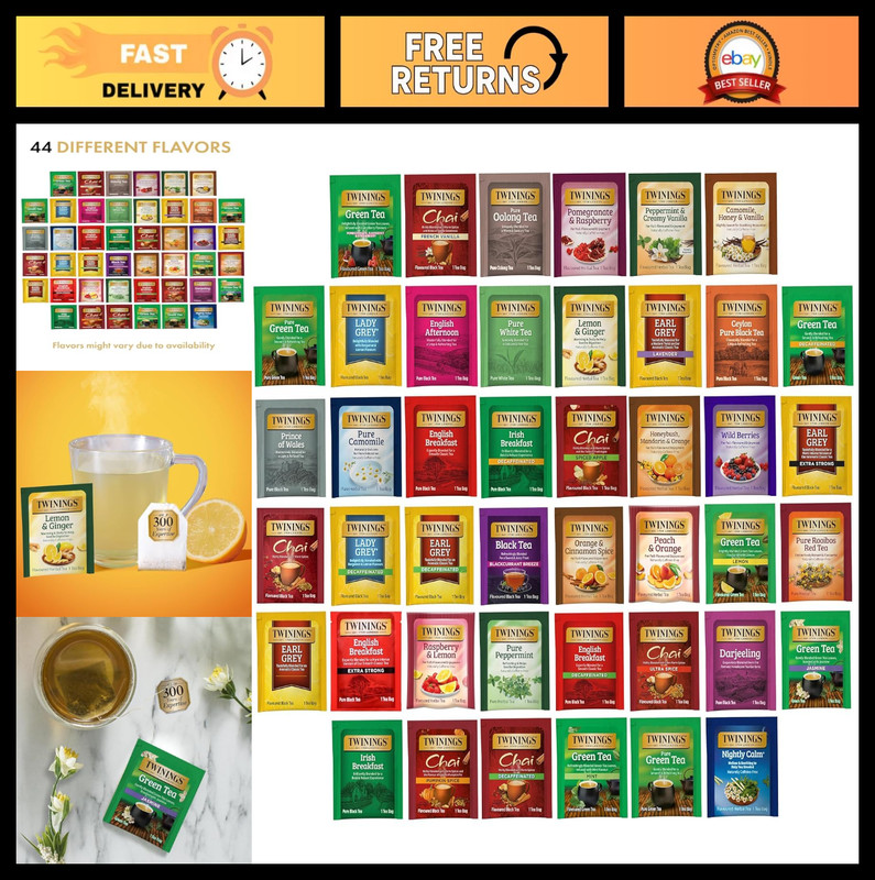 Assorted Tea Bag Sampler Pack – 44 Unique Flavors for Tea Lovers – Variety Set