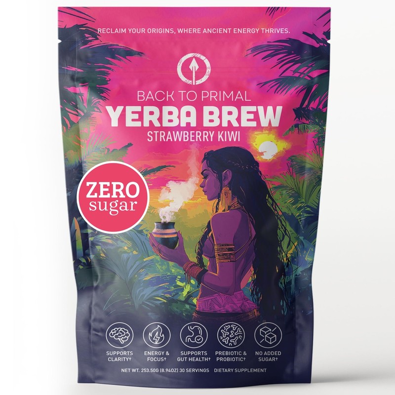 Yerba Mate Instant Tea Powder – Strawberry Kiwi 4-in-1 Functional Blend Suppo…