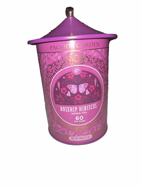 Pagoda Garden Caffeinated ROSEHIP HIBISCUS GREEN TEA 60 Bags BB 09/2026