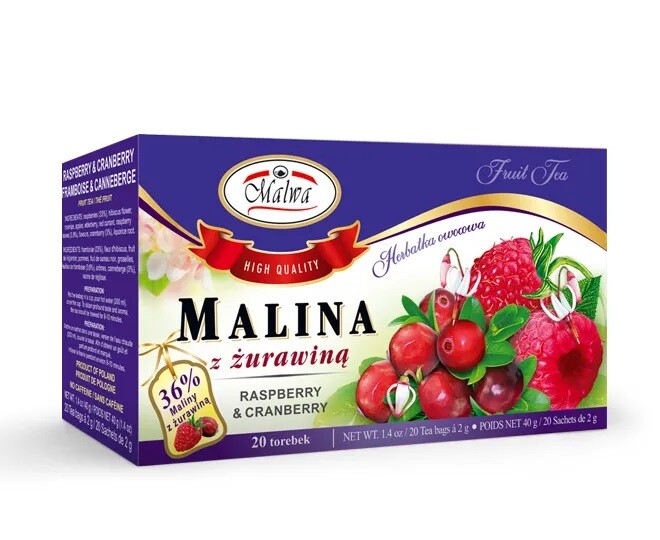 Malwa Raspberry with Cranberry – fruit tea 2g x 20 bags – 3 Variants