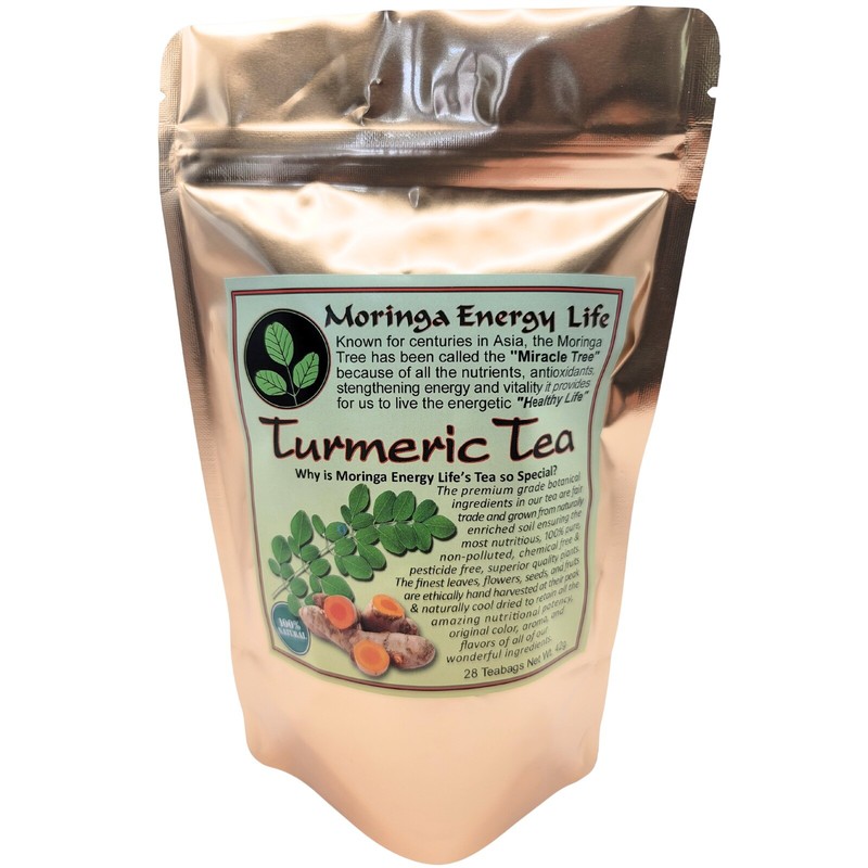 Moringa Tea Turmeric Ginger Tea Bags Gluten-Free Natural Vegan, 28 herbal teas