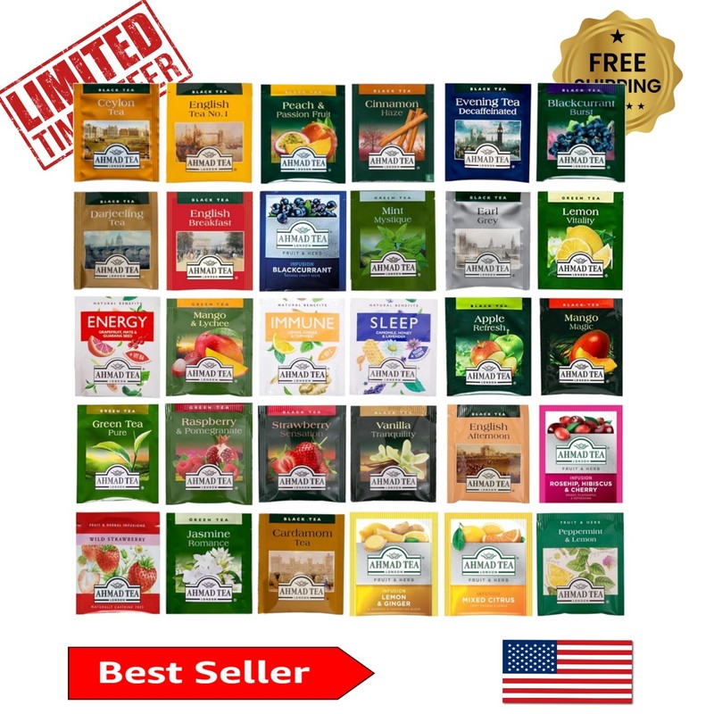 Ahmad Tea Sampler Assortment – 30 Unique Flavors in Elegant Gift Box