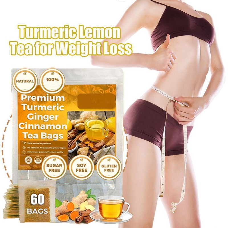 60Bags Turmeric Ginger Cinnamon Tea No Additive Support Brain Weight Sleep-Skin gallery