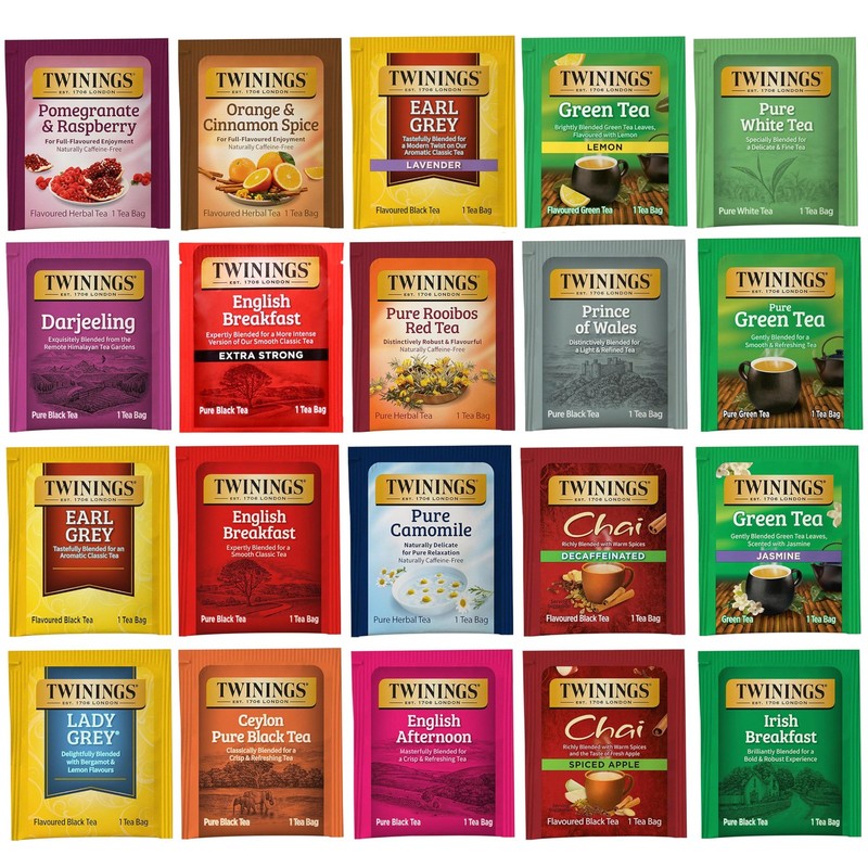 Twinings Tea Bag Sampler, Assortment Variety Pack (20 Count), 20 20 Count