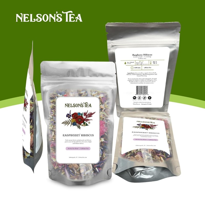 Nelson's Tea Raspberry Hibiscus Tea - Caffeine Free, Cut & Sifted Green - 4oz gallery