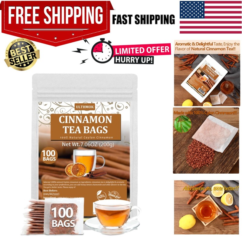 Authentic Ceylon Cinnamon Tea Bags – 100 Count, Full Flavor & Health Benefits