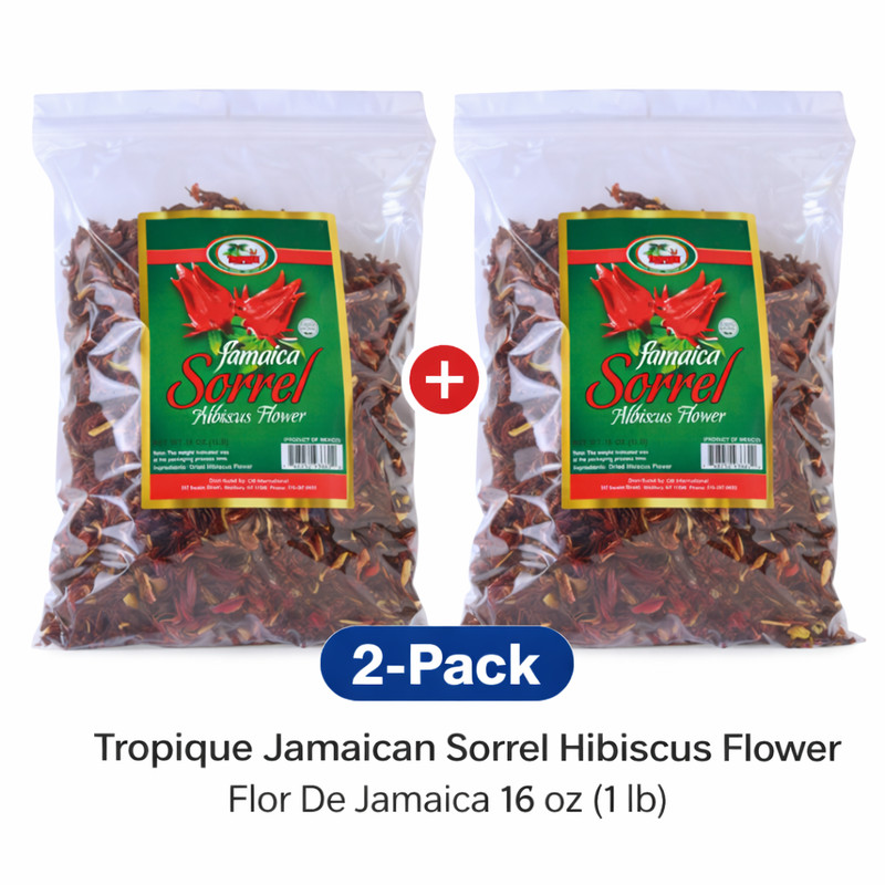 Tropique Jamaican Sorrel Hibiscus Flower 16oz 2-Pack Flor De Jamaica Tea