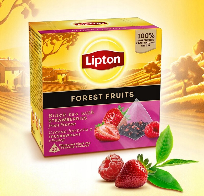 LIPTON TEA – FOREST FRUITS from FRANCE – 20 PYRAMID BAGS – FLAVOURED BLACK TEA
