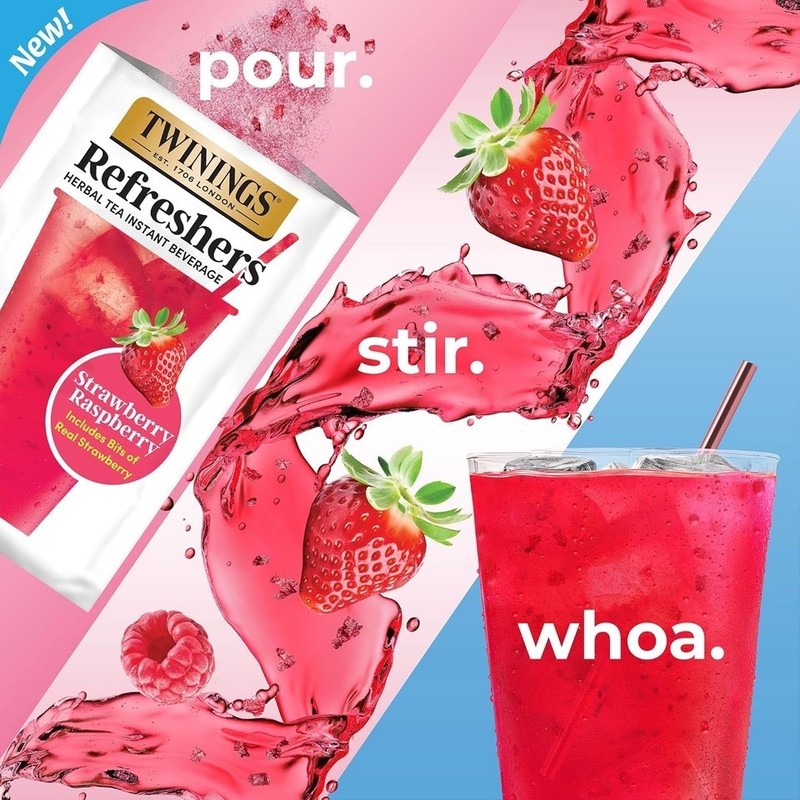 Twinings Strawberry Raspberry Refreshers Herbal Tea, Caffeine Free, 30 Pjs 2/27 gallery