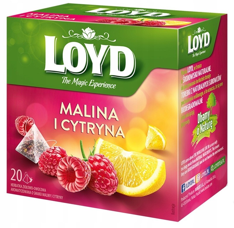 6x LOYD Lemon & Raspberry Flavored Fruit Tea Silk Pyramid Bags 20 Pcs gallery