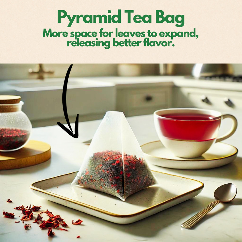 Organic Hibiscus Tea Bags - 100 Count (Plant-Based Pyramid Tea Bags) gallery