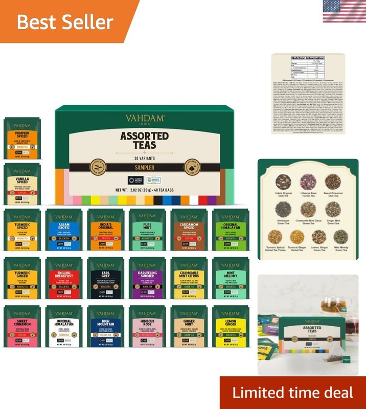 Exquisite Tea Experience: 40 Pyramid Teabags Assorted with 20 Flavors