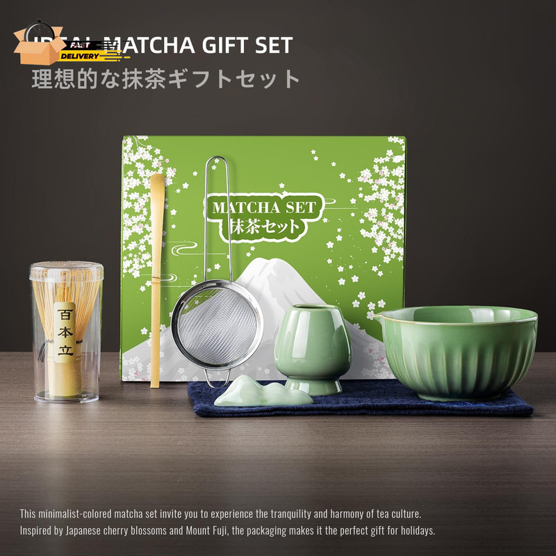 Matcha Whisk Set, Matcha Kit Includes Ceramic Matcha Bowl, 7 Pcs Matcha Tea Gre gallery
