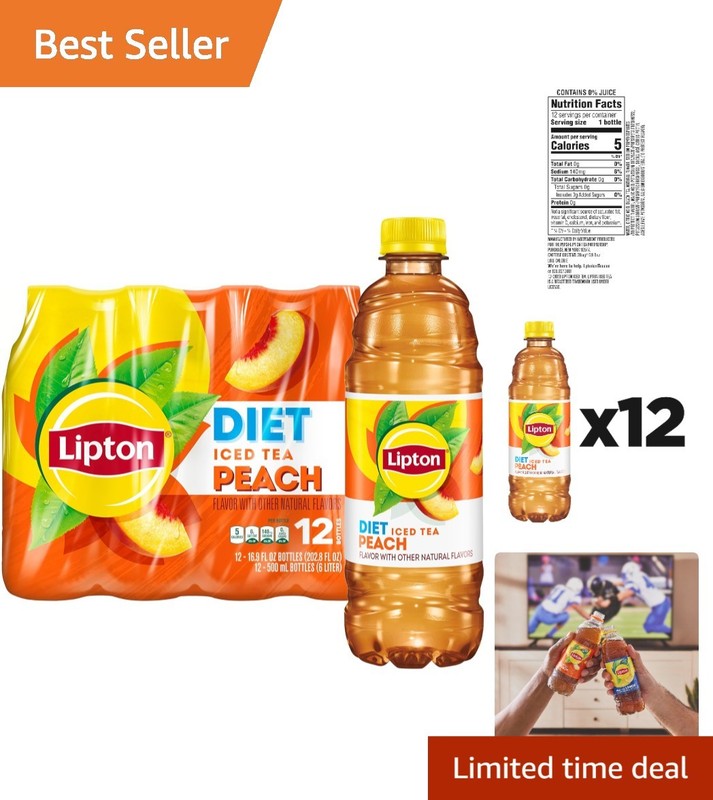 Pack of 12 Diet Peach Iced Tea Bottles – Zero Sugar, 100% Flavor, 5 Calories