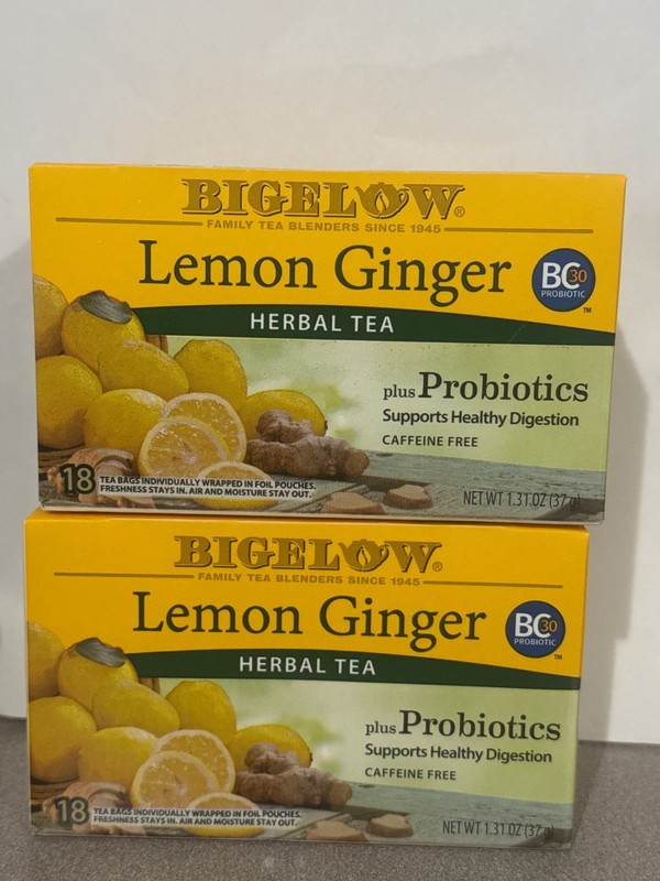 Bigelow Tea Herbal Plus Probiotics Lemon Ginger 18 Bag( 2packs)