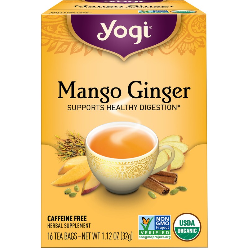 Yogi Tea – Mango Ginger Tea (4 Pack) Caffeine Free – 64 Organic Herbal Tea Bags