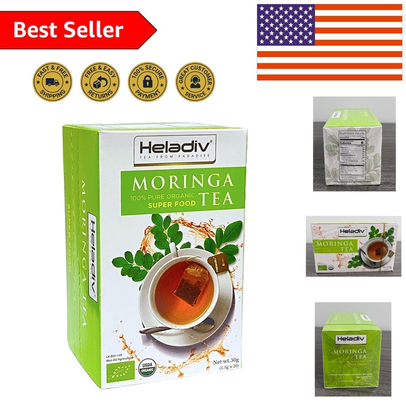 20 Count Caffeine-Free Moringa Tea Bags – Organic Energy & Stress Relief Blend