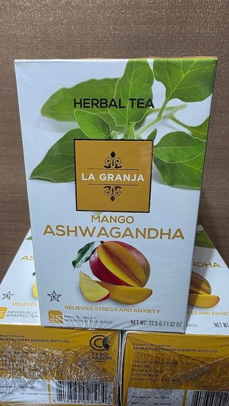 ASHWAGANDHA Mango Herbal Tea - 25 Tea Bags per Pack - LOT of 5 - Exp: 08/2028 gallery