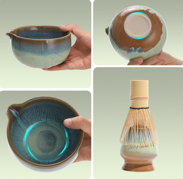 Matcha Whisk Set for Tea Lovers 8Pcs - Ceramic Matcha Tea Set with Bamboo Whisk gallery