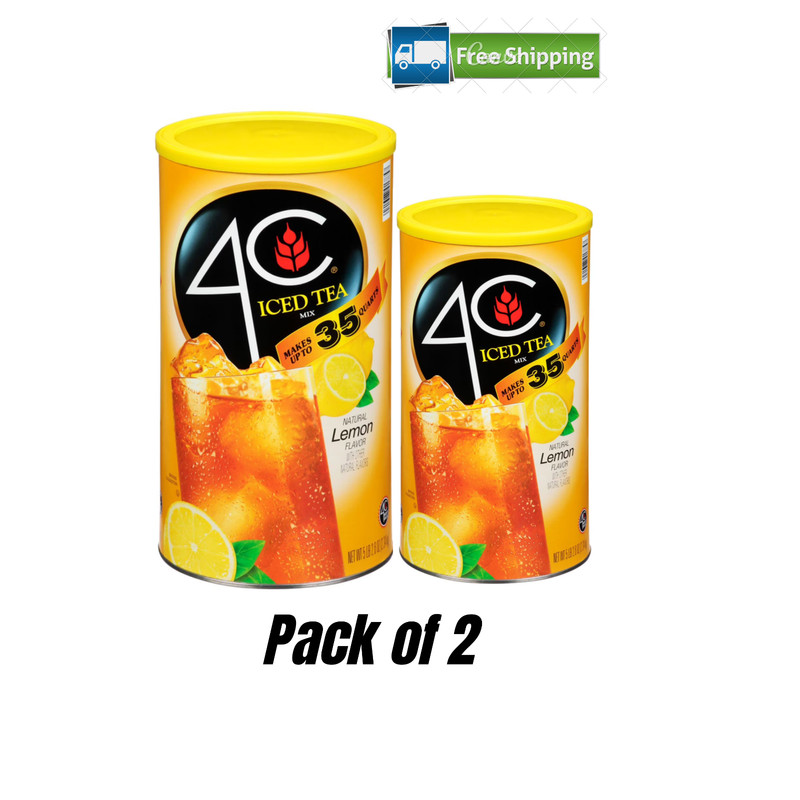 4C Lemon Iced Tea Mix, 82.6 oz-Refreshing Citrus Flavor, (2 Pack)