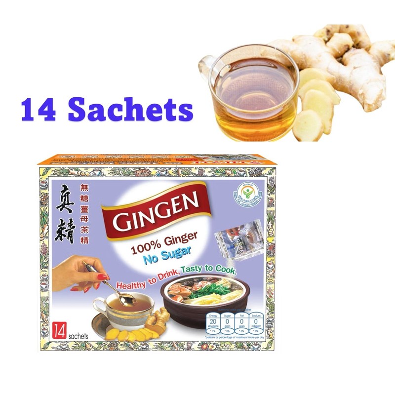 Gingen Ginger 100% Instant Powder Drink No Sugar Natural Tea Healthy 14 Sachets