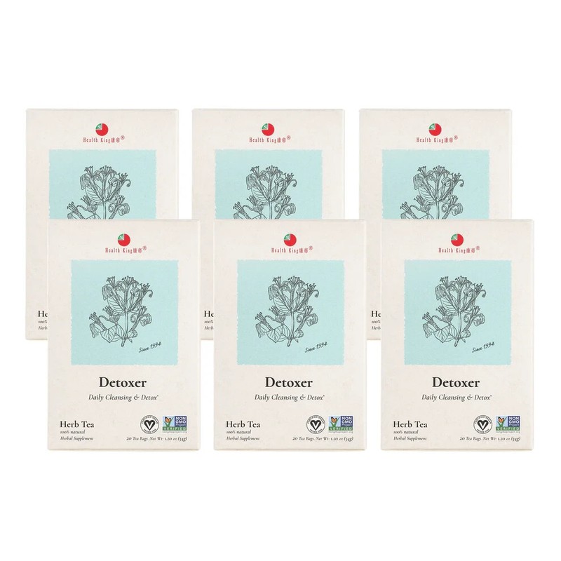 Detoxer Herb Tea by Health King (6 Boxes of 20 Teabags Each)