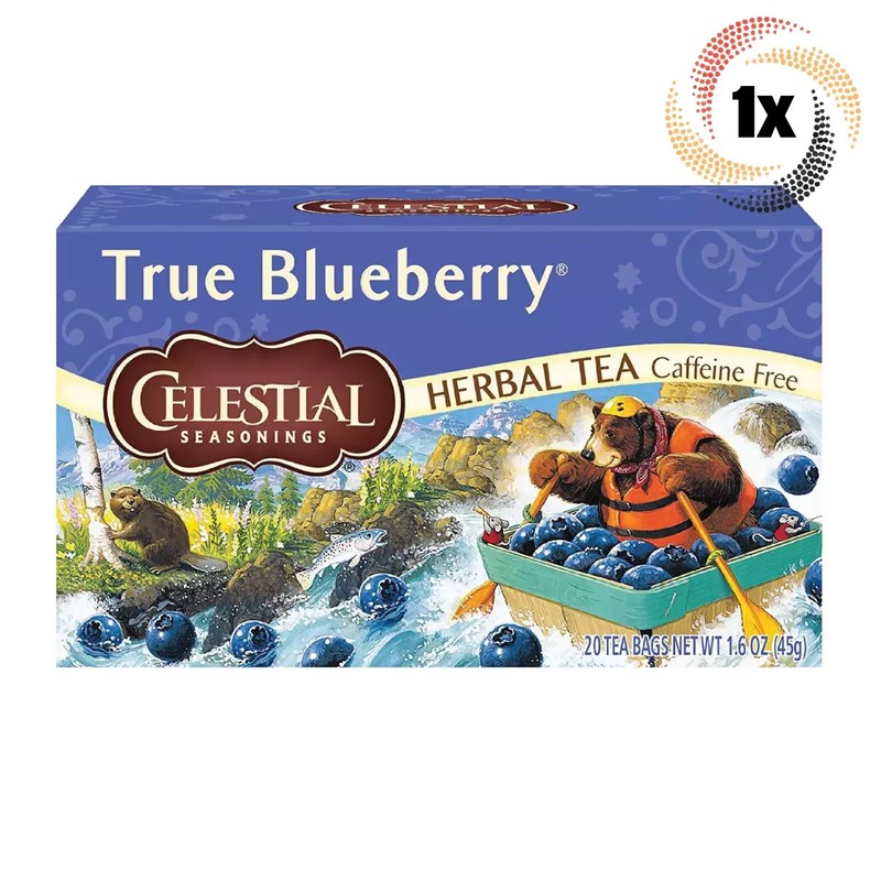 1x Box Celestial Seasonings True Blueberry Herbal Tea | 20 Bags Each | 1.6oz