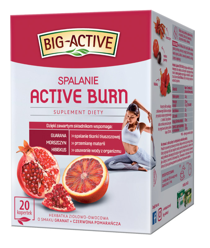 3 x Big Active ACTIVE BURN – Functional Tea Box 3 x 20 Teabags Envelopes