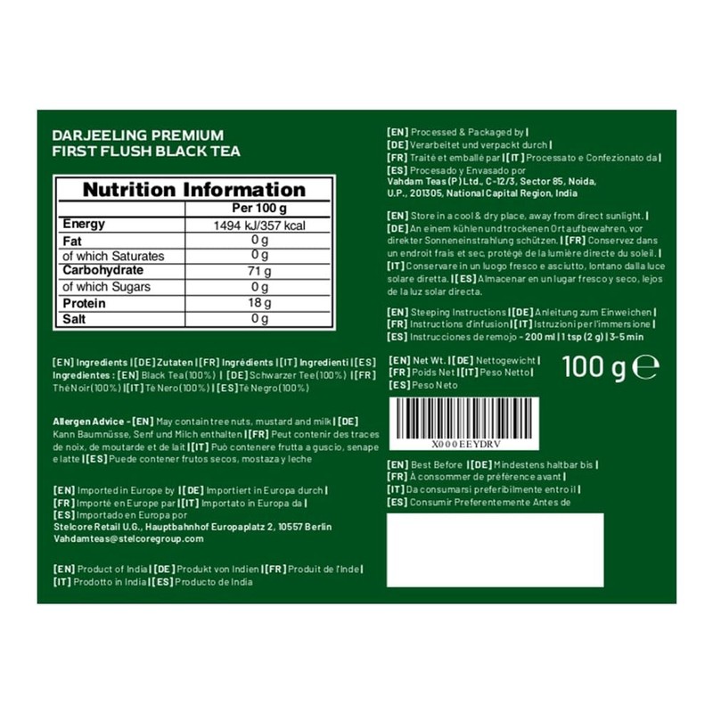 , First Flush Darjeeling Tea - 50 Cups (3.53oz) | Loose Leaf Black Tea - Flow... gallery