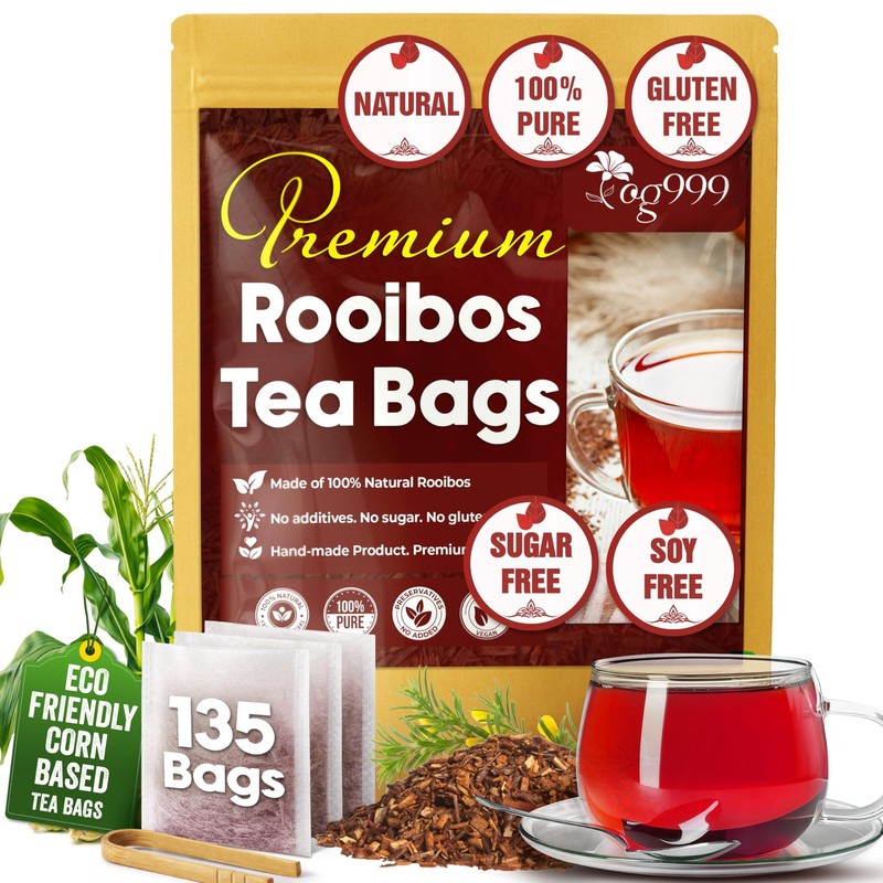 TOG999, 135 Premium Red Rooibos Tea Bags, 100% Natural & Pure from Rooibos Te…