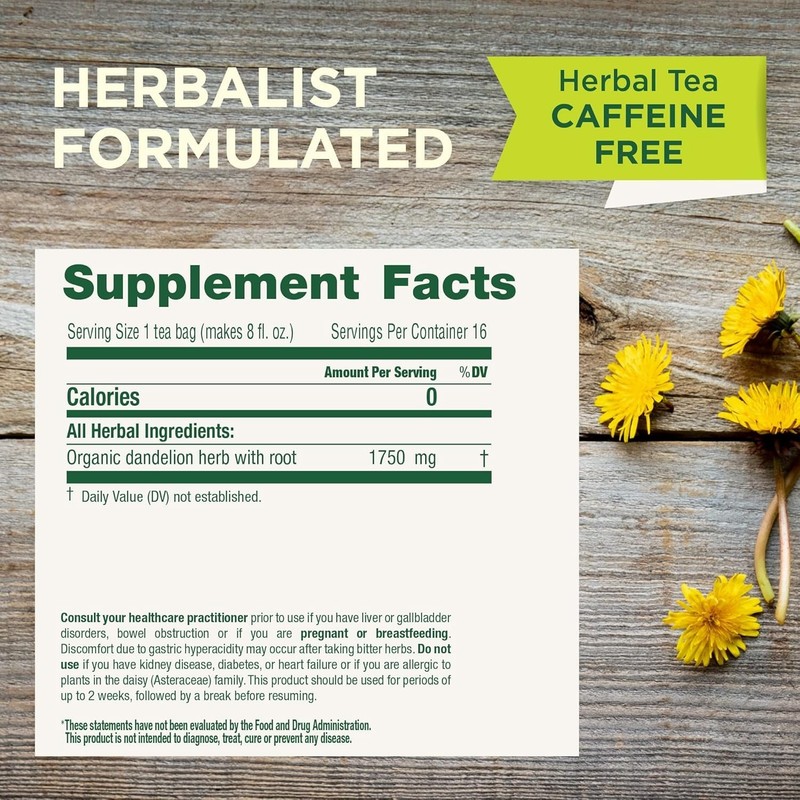 Kosher Dandelion Root Tea - Caffeine-Free Herbal Detox with 16 Compostable Bags gallery