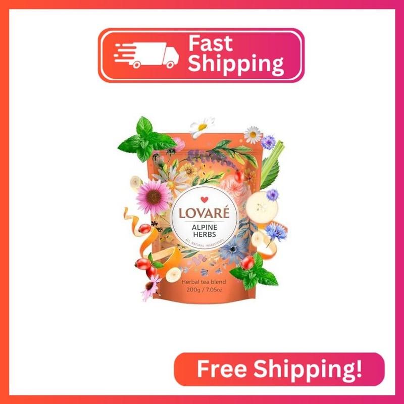 LOVARE Alpine Herbs Tea Pouch – Loose Leaf Tea 250 g – Made in Ukraine – Doypack