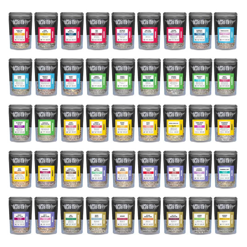Sampler Set - 45 Resealable Loose Leaf Pouches, Hot & Iced Options