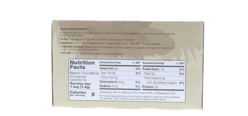 20 Count Organic Caffeine Free Herbal Tea Blend with Licorice and Peppermint gallery