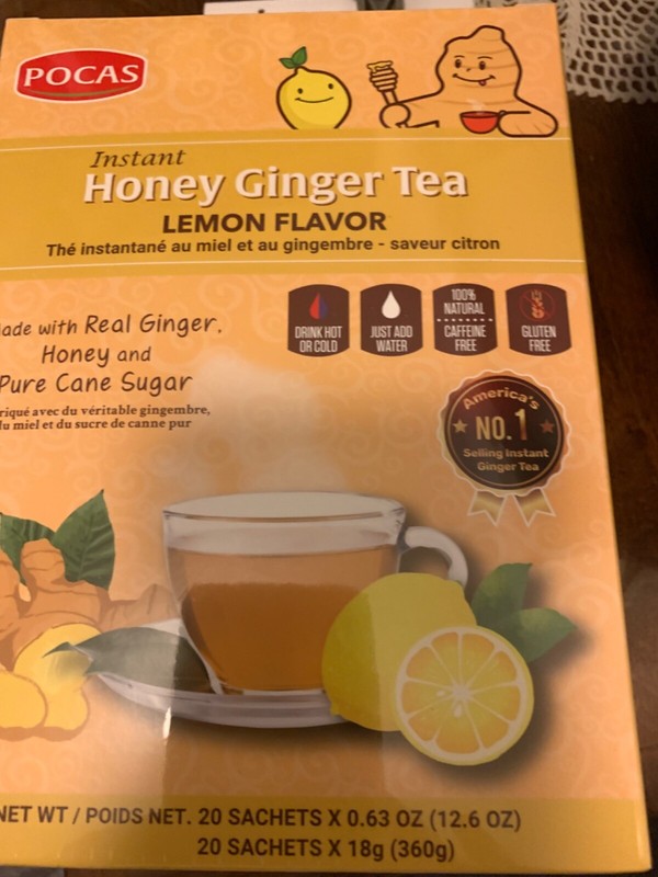 Honey Ginger Tea – Instant Tea Powder Packets with LEMON & Ginger Honey Crystals