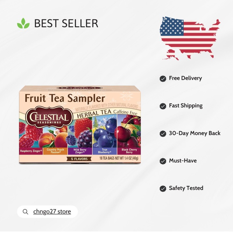 Lavish Herbal Tea Collection: Caffeine-Free Fruit Flavors, 18 Tea Bags Included