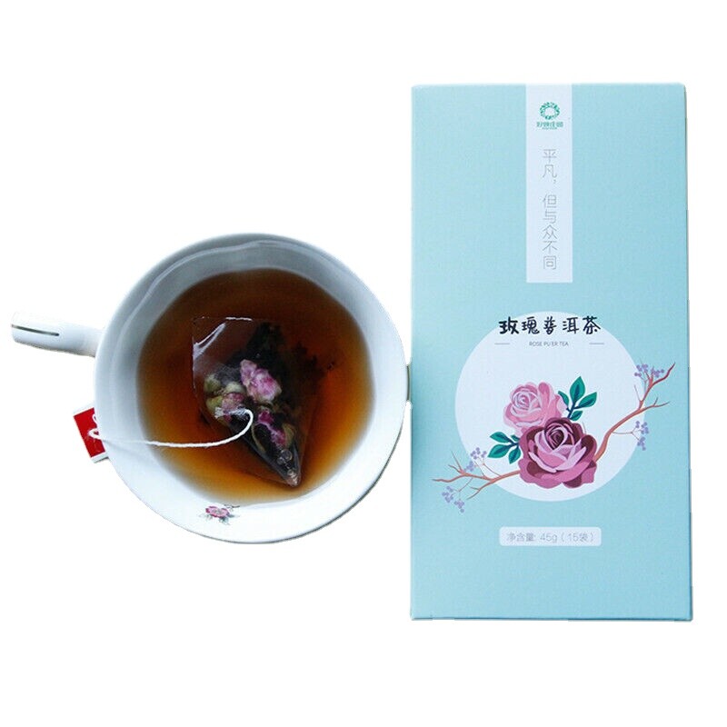 45g / 15 Bags Package Triangle Tea Rose Pu’er Tea Bags Chinese Pu-Erh Black Tea