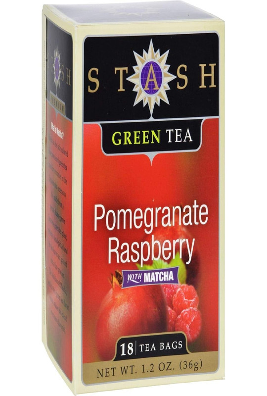 Tea Pomegranate Raspberry Green Tea, 18 Count Tea Bags in Foil Individual Green