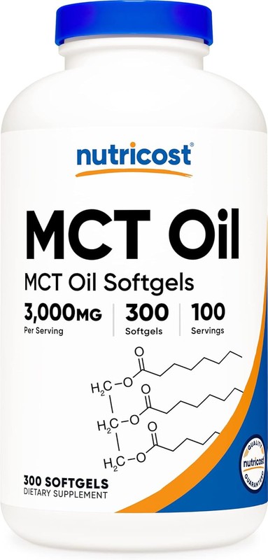 Nutricost MCT Oil Softgels 1000mg, 300 SFG (3,000mg Serv) - Great for Keto,...