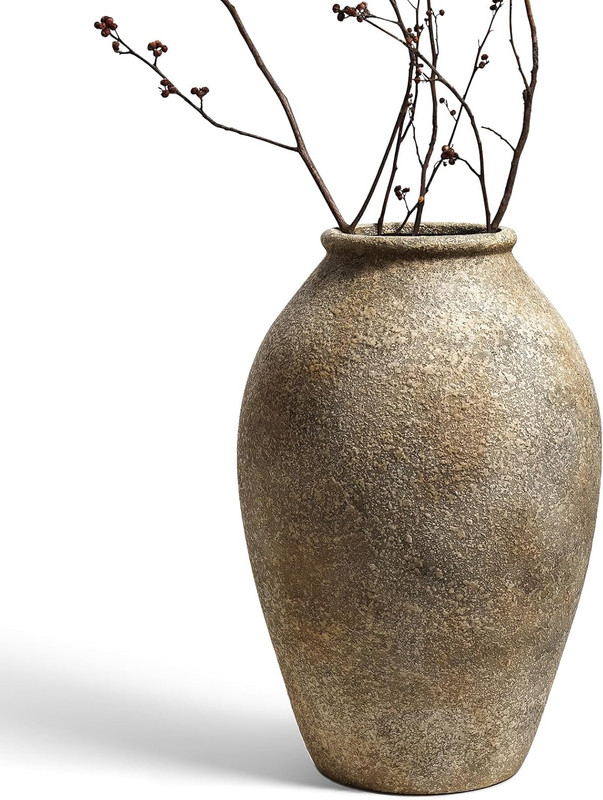 Rustic 13.2″ Ceramic Flower Vase – Tall Farmhouse Decor for Home & Living Room