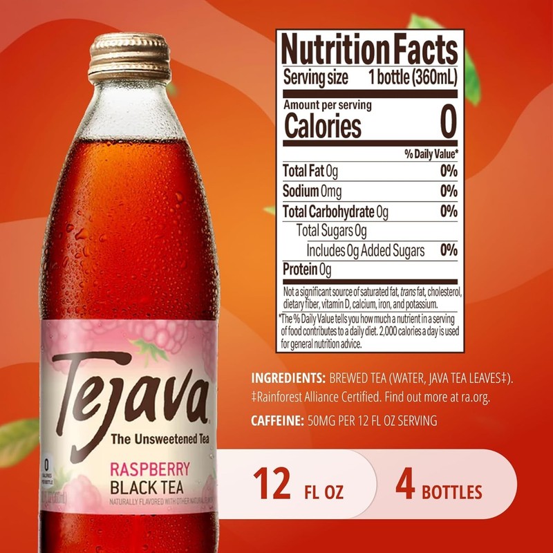 Refreshing Raspberry Black Iced Tea 4 Pack 12oz Glass Bottles No Preservatives gallery
